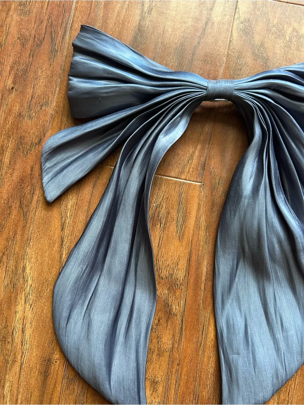 Silky Charcoal Gray Scarf Bow